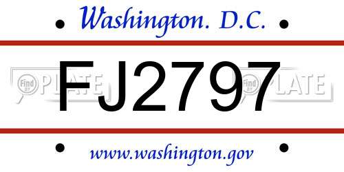 FJ2797 District Of Columbia License Plate