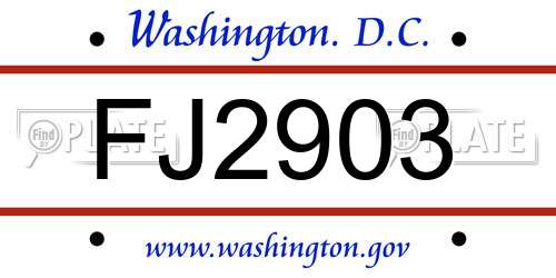 FJ2903 District Of Columbia License Plate