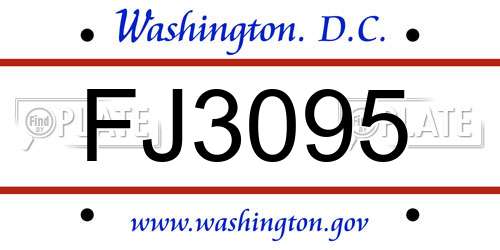 FJ3095 District Of Columbia License Plate