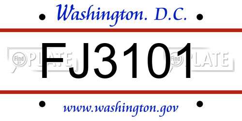 FJ3101 District Of Columbia License Plate