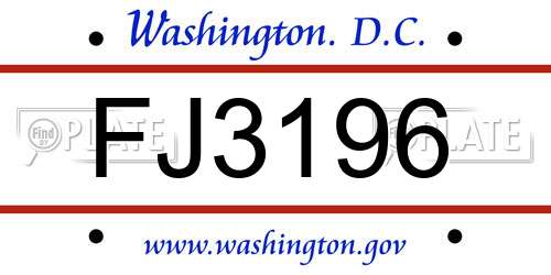 FJ3196 District Of Columbia License Plate