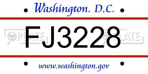 FJ3228 District Of Columbia License Plate