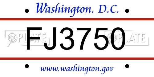FJ3750 District Of Columbia License Plate