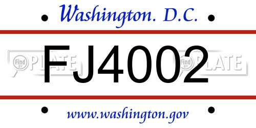 FJ4002 District Of Columbia License Plate
