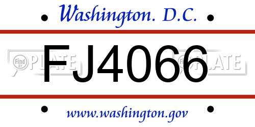 FJ4066 District Of Columbia License Plate