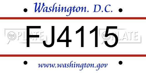 FJ4115 District Of Columbia License Plate