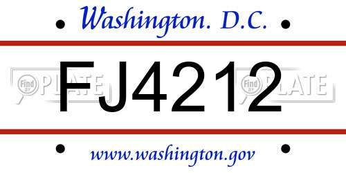 FJ4212 District Of Columbia License Plate