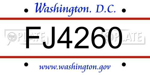 FJ4260 District Of Columbia License Plate