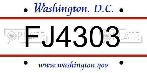 FJ4303 District Of Columbia License Plate