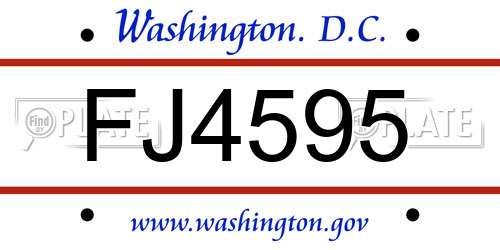 FJ4595 District Of Columbia License Plate