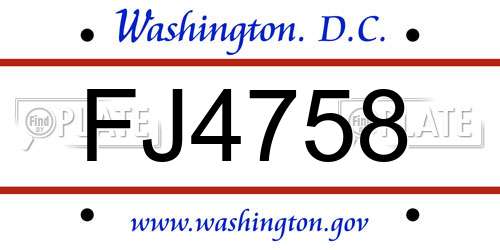 FJ4758 District Of Columbia License Plate