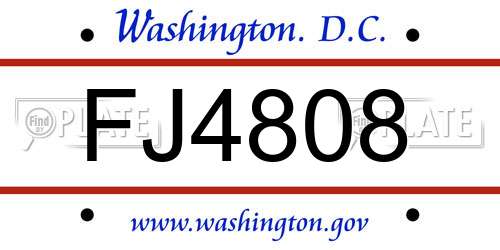FJ4808 District Of Columbia License Plate