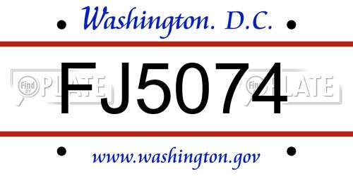 FJ5074 District Of Columbia License Plate