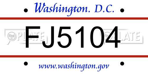 FJ5104 District Of Columbia License Plate