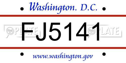 FJ5141 District Of Columbia License Plate