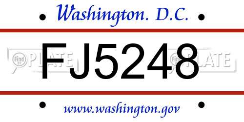 FJ5248 District Of Columbia License Plate