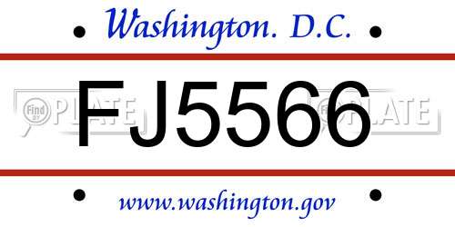 FJ5566 District Of Columbia License Plate