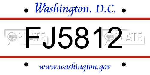 FJ5812 District Of Columbia License Plate