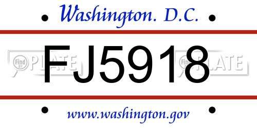 FJ5918 District Of Columbia License Plate