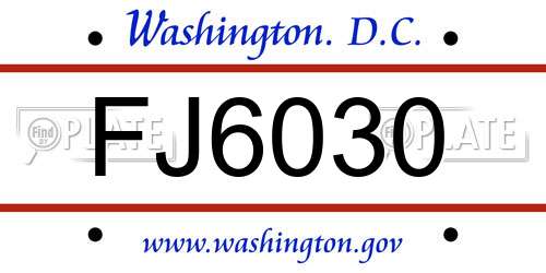 FJ6030 District Of Columbia License Plate