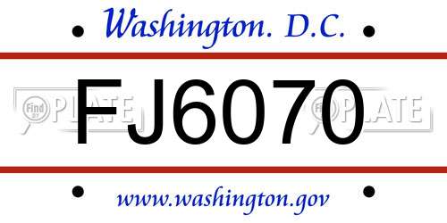 FJ6070 District Of Columbia License Plate