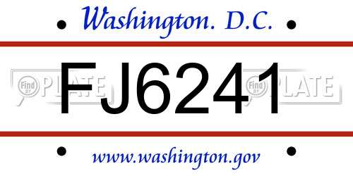 FJ6241 District Of Columbia License Plate