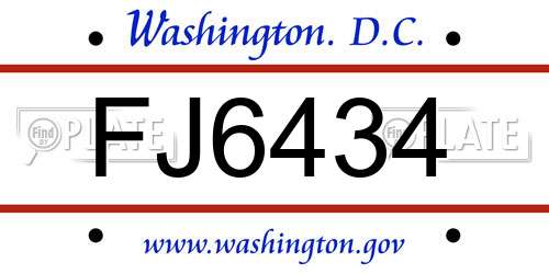 FJ6434 District Of Columbia License Plate