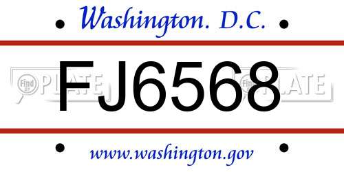 FJ6568 District Of Columbia License Plate