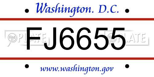 FJ6655 District Of Columbia License Plate