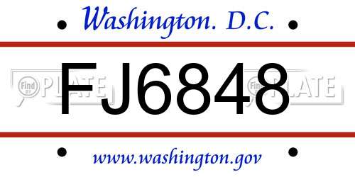FJ6848 District Of Columbia License Plate