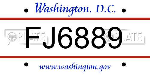 FJ6889 District Of Columbia License Plate