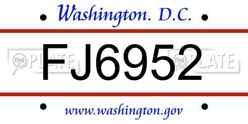 FJ6952 District Of Columbia License Plate