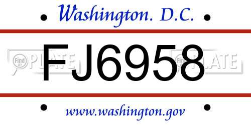 FJ6958 District Of Columbia License Plate