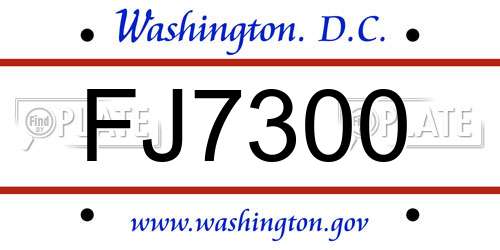FJ7300 District Of Columbia License Plate