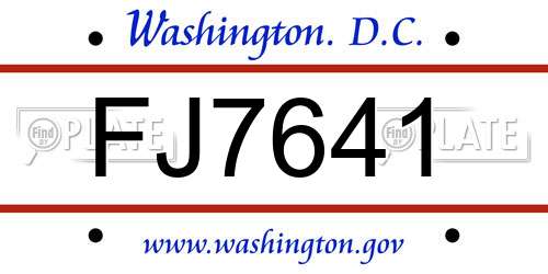 FJ7641 District Of Columbia License Plate