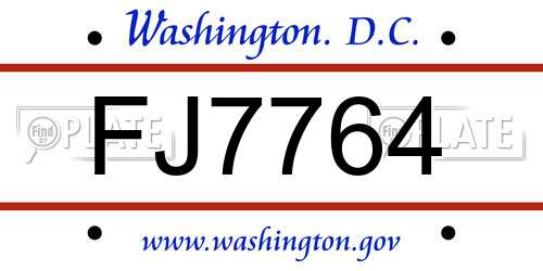 FJ7764 District Of Columbia License Plate