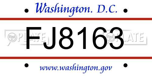 FJ8163 District Of Columbia License Plate