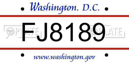 FJ8189 District Of Columbia License Plate