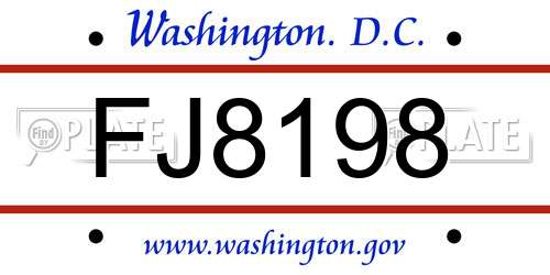 FJ8198 District Of Columbia License Plate