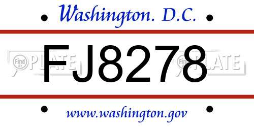 FJ8278 District Of Columbia License Plate