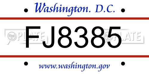 FJ8385 District Of Columbia License Plate