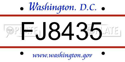 FJ8435 District Of Columbia License Plate