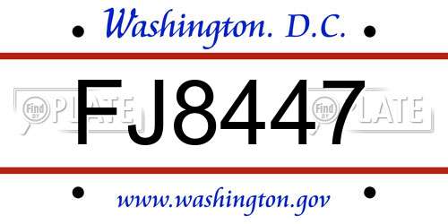 FJ8447 District Of Columbia License Plate