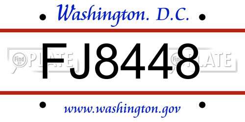 FJ8448 District Of Columbia License Plate