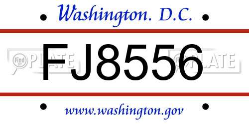 FJ8556 District Of Columbia License Plate