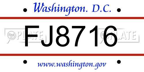 FJ8716 District Of Columbia License Plate