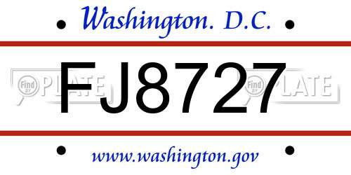 FJ8727 District Of Columbia License Plate