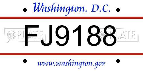 FJ9188 District Of Columbia License Plate