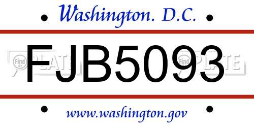 FJB5093 District Of Columbia License Plate