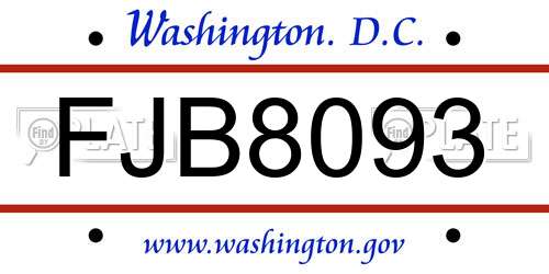 FJB8093 District Of Columbia License Plate